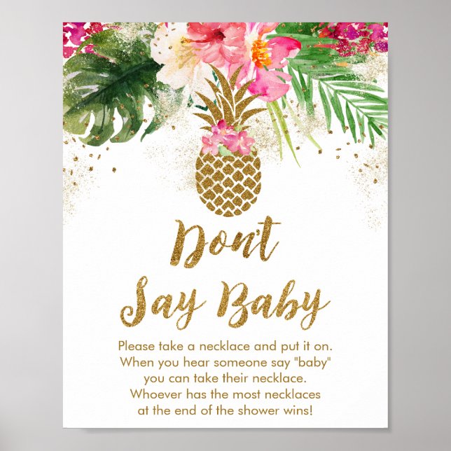Poster Pineapple Tropical Floral Ne pas dire Baby Game (Devant)