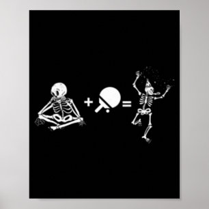 Poster Ping-pong amusant avec squelette et ping-pong