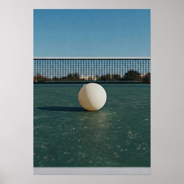 Poster Ping Pong Ball on Green Table Court (Devant)