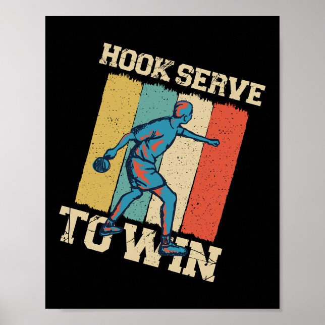 Poster Ping Pong Table Tennis Hook Sert À Gagner Retro (Devant)