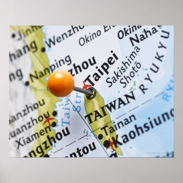 Poster Pinglette de carte placée à Taipei, Taïwan sur la  (Devant)