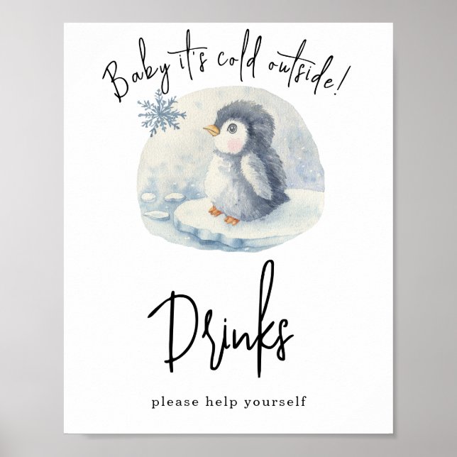 Poster Pingouin aquarelle - Boissons (Devant)