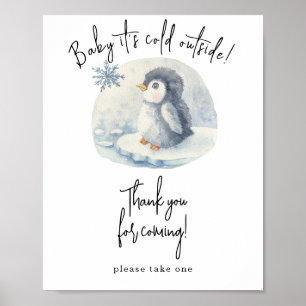 Poster Pingouin aquarelle - Merci à venir