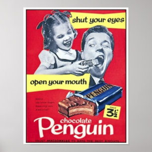 Poster Pingouin au chocolat Annonce vintage