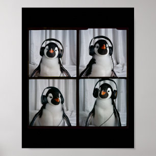 Poster Pingouin avec casque Autisme Sensory Zoo Penguin