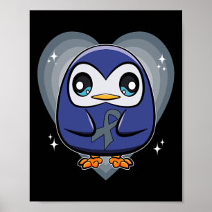 Poster Pingouin avec Ribbon World Dyslexie Sensibilisatio