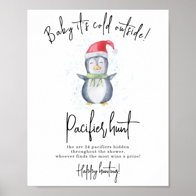 Poster Pingouin - baby shower de chasse au Pacifique (Devant)
