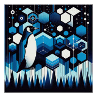 Pingouin Bleu Profond Dans La Forêt Antarctique D'