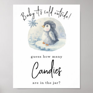 Poster Pingouin - Combien de bonbons