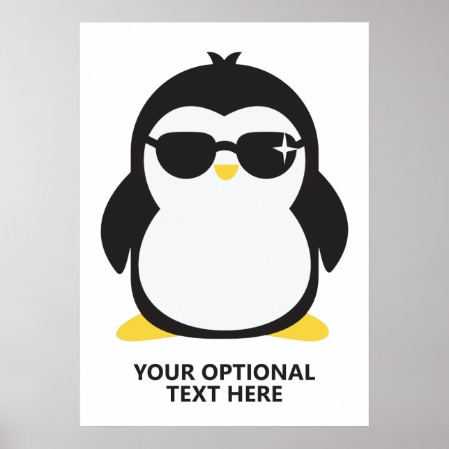 Poster Pingouin cool texte personnalisé (Devant)