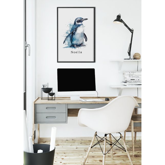 Poster Pingouin d'aquarelle Arctique, personnalisé (Créateur téléchargé)