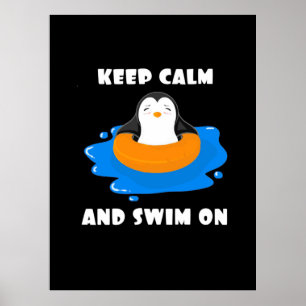 Poster Pingouin Gardez Le Calme Et Baignez Sur