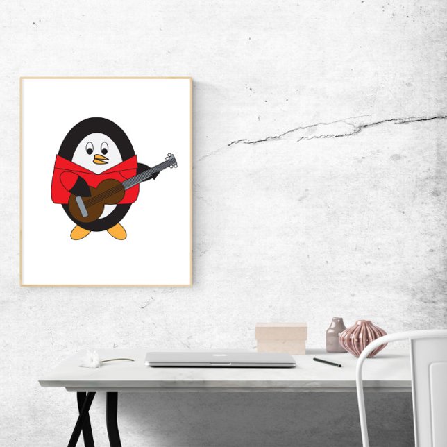 Poster Pingouin Jouer de la guitare mignonne (Créateur téléchargé)
