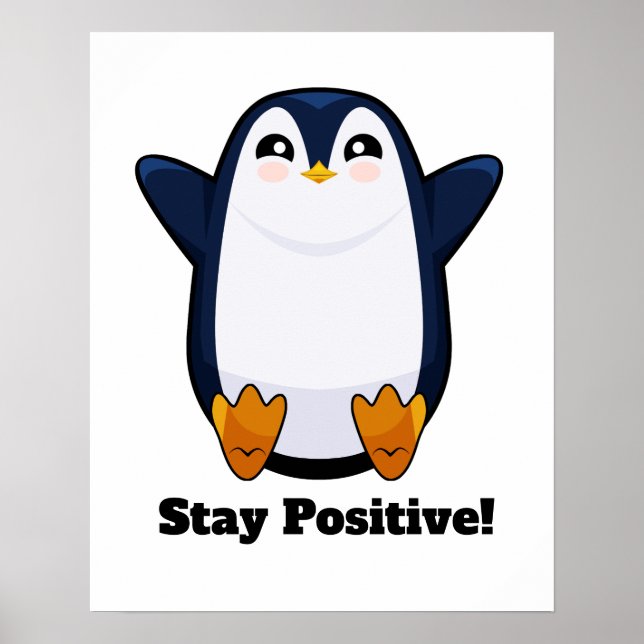 Poster Pingouin mignon rester positif (Devant)