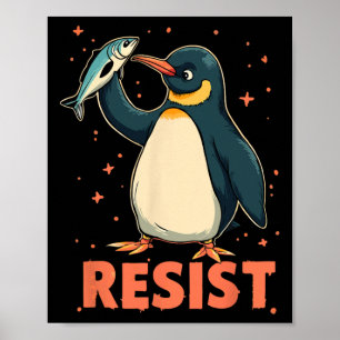 Poster Pingouin palmes vers le haut résiste aux pingouins