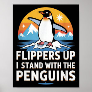 Poster Pingouins amusants contre les tarifs douaniers Fêt
