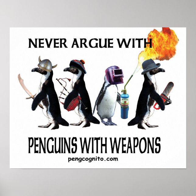 Poster pingouins avec armes (Devant)