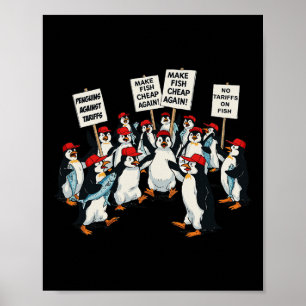 Poster Pingouins contre les droits de douane Drôle Pengui