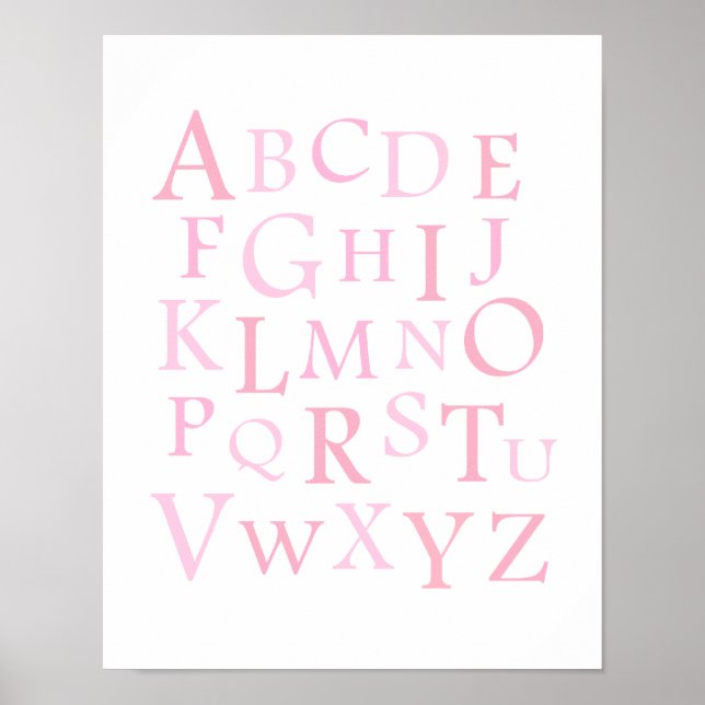 Poster Pink ABC Nursery Typographie Imprimer (Devant)