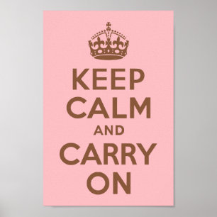 Poster Pink and Brown Keep Calm and Carry On