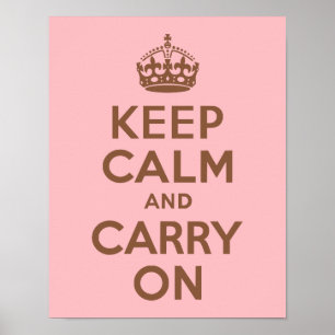 Poster Pink and Brown Keep Calm and Carry On