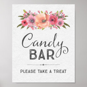 Poster Pink Aquarelle Florale Barre à Bonbons Signal Mari