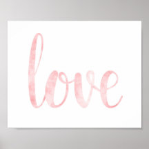 Pink aquarelle mur art, amour