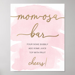 Poster Pink Aquarelle or Maman-osa Panneau de la barre