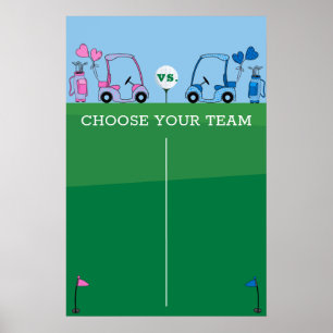 Poster Pink Blue Golf Genre Jeu De Révélation De Sexe, Pu