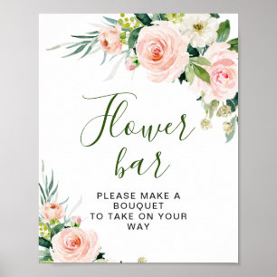 Poster Pink Blush Flowers Vert Floral Bar Signal