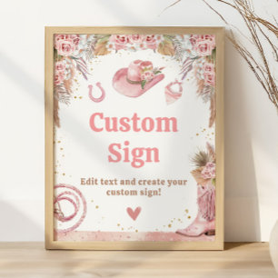 Poster Pink Boho Premier Rodéo 1er Anniversaire Personnal