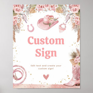 Poster Pink Boho Premier Rodéo 1er Anniversaire Personnal
