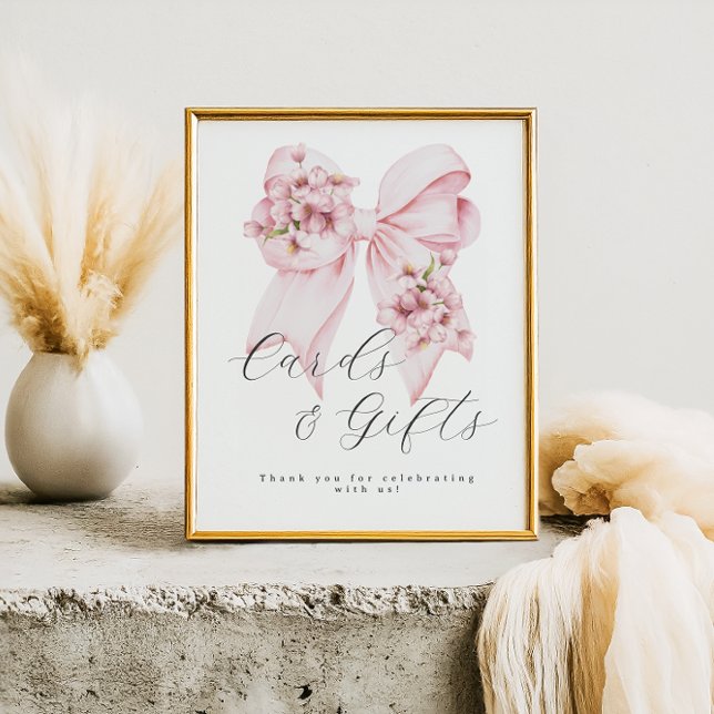 Poster Pink Bow Baby In Bloom Baby showers Cadeaux Signal (Créateur téléchargé)