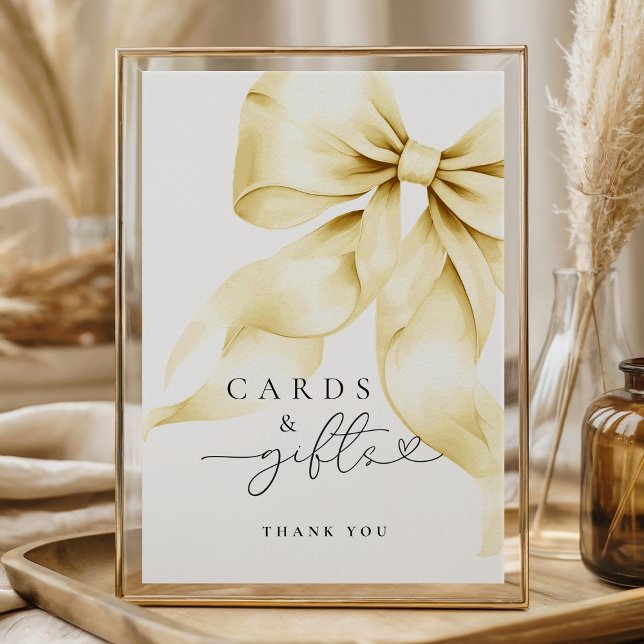 Poster Pink Bow Bridal Shower Cards & Gifts Table Sign (Créateur téléchargé)