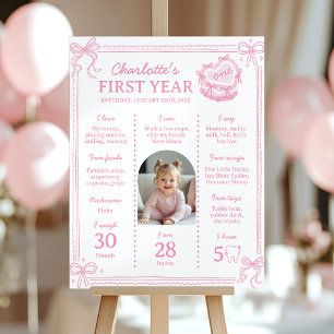 Poster Pink Bow Cake Première année Photo Jalon