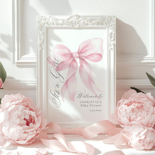Poster Pink Bow C'est un Baby shower fille Bienvenue