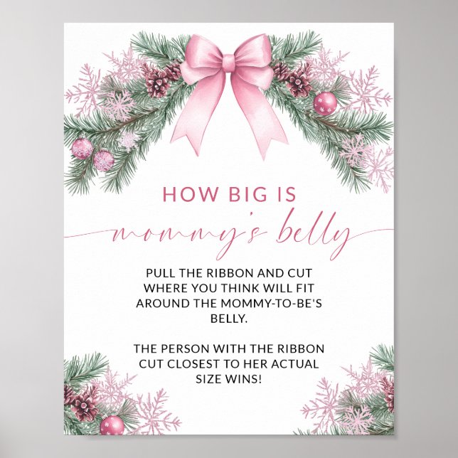 Poster Pink Bow Christmas How Big is Mommy's Belly Game (Devant)