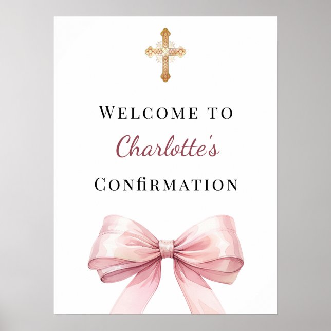 Poster Pink bow Confirmation welcome (Devant)