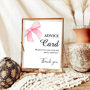 Poster Pink Bow Conseils signe de douche nuptiale