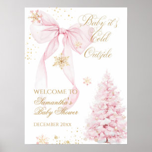Poster Pink Bow Froid Dehors Baby Girl Douche