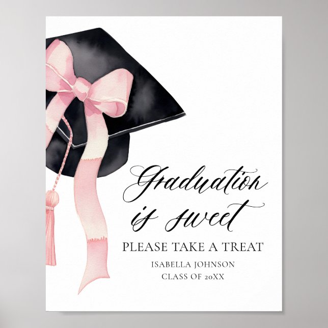 Poster Pink Bow Gradation Casquette Graduation est Sweet  (Devant)