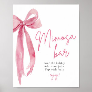 Poster Pink Bow She's Tying the Knot Mimosa Bar Sign