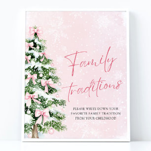 Poster Pink Bows Arbre de Noël Traditions familiales Jeu