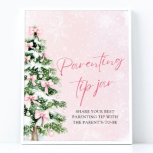 Poster Pink Bows Christmas Tree Parenting Astuce Jeu Jar