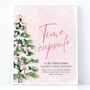 Poster Pink Bows Noël Arbre Temps Capsule Jeu Signe