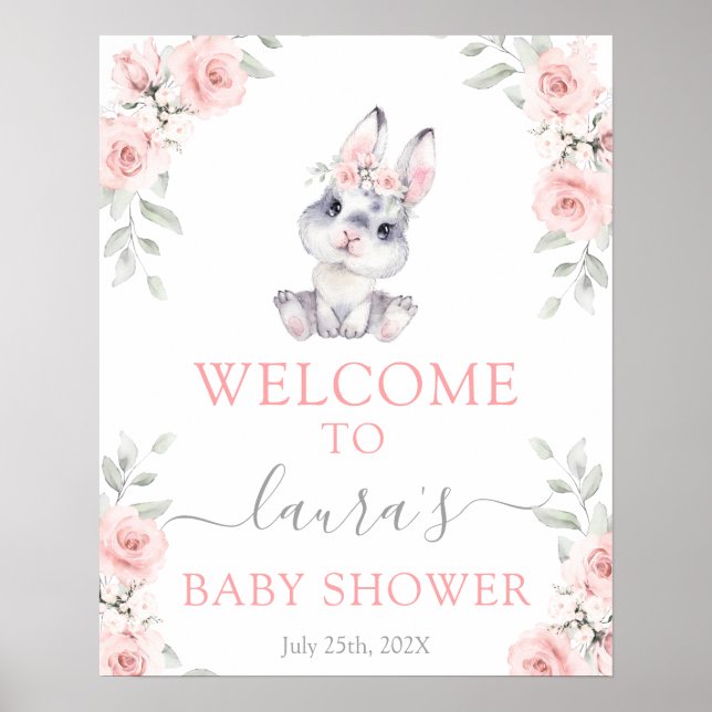 Poster Pink Bunny Girl Signal de bienvenue (Devant)