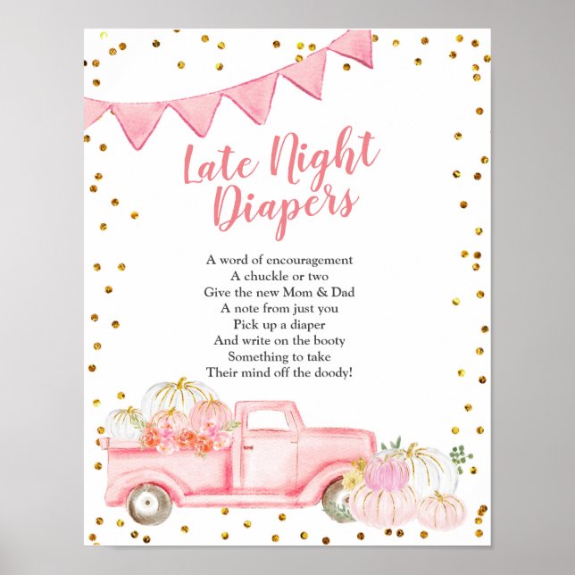 Poster Pink Citrouille Camion Late Night Diaper Panneau (Devant)