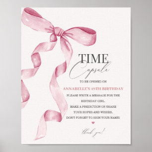 Poster Pink Coquette Bow Anniversaire Heure Capsule Party