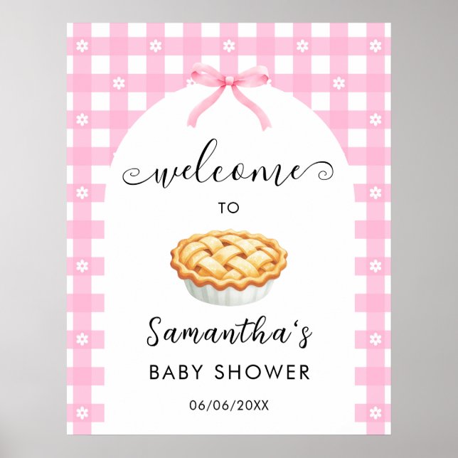 Poster Pink Coquette Pie Baby Shower Welcome (Devant)