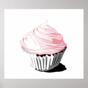 Poster Pink cupcake print